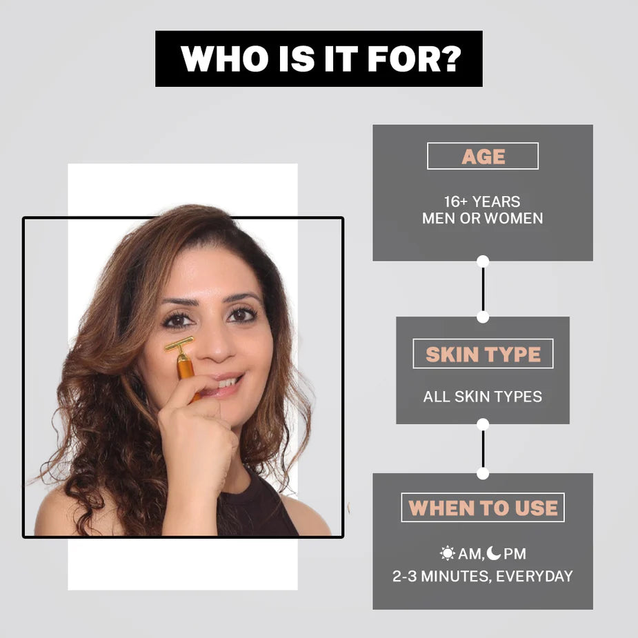 24K Gold Energy Beauty Bar Electric Facial Massage Roller