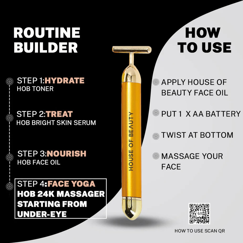 24K Gold Energy Beauty Bar Electric Facial Massage Roller